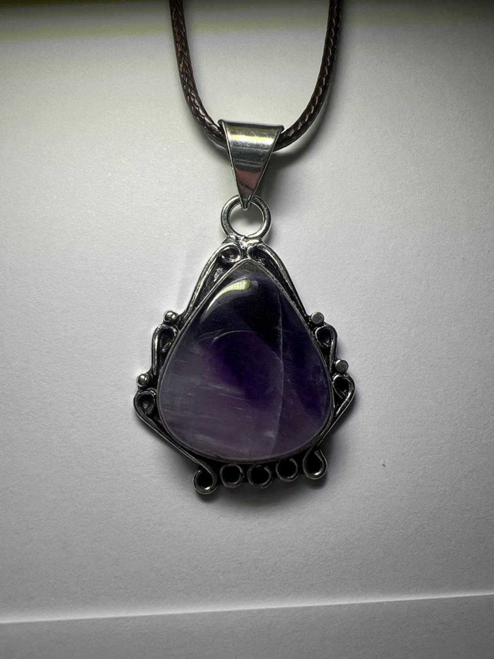 Amethyst Teardrop Pendant Necklace